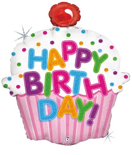 Betallic 85587P Happy Birthday Cupcake Foil Balloon, 31" - Image 3