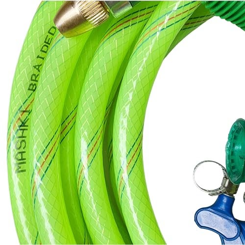 Mashki 1/2 Inch 3-Layered Braided Water Hose Pipe With Water Spray Guns, Tap Connector & Clamps For Gardening, Car Washing, Home Use Etc (5 Meter (15 Feet)) - Image 2