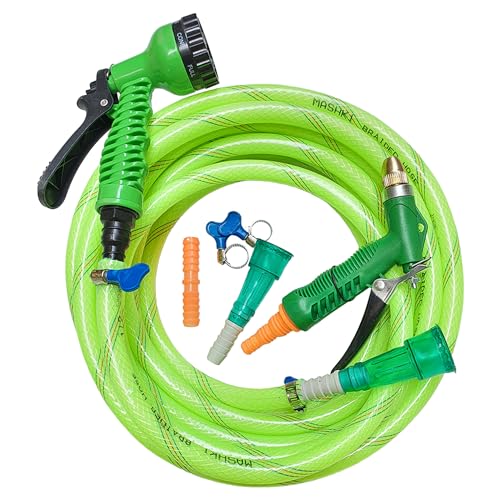 Mashki 1/2 Inch 3-Layered Braided Water Hose Pipe With Water Spray Guns, Tap Connector & Clamps For Gardening, Car Washing, Home Use Etc (5 Meter (15 Feet)) - Image 1