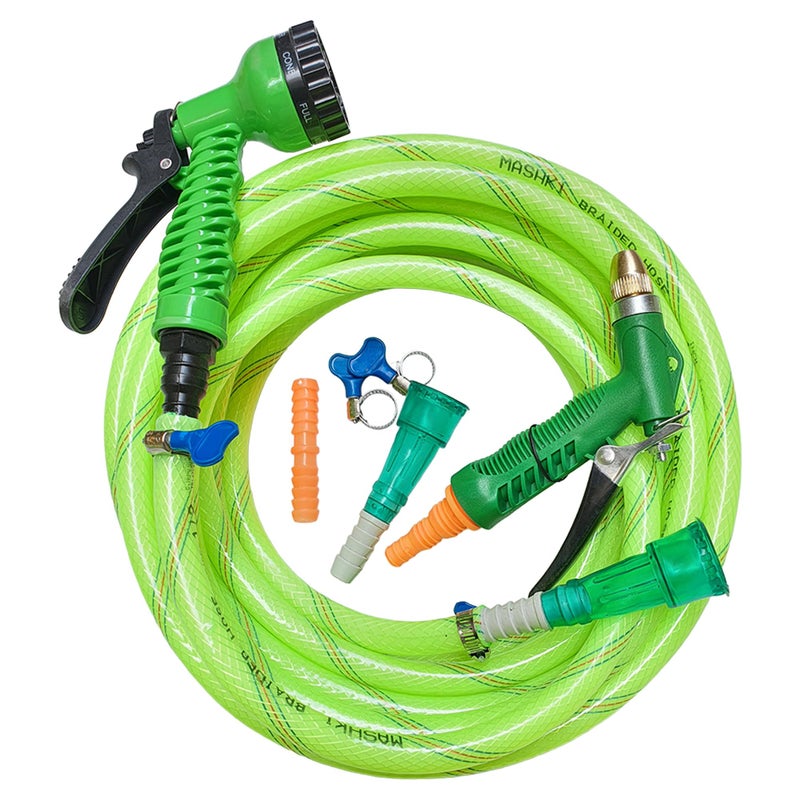 Mashki 1/2 Inch 3-Layered Braided Water Hose Pipe With Water Spray Guns, Tap Connector & Clamps For Gardening, Car Washing, Home Use Etc (5 Meter (15 Feet)) - Image 5