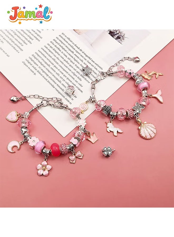 Jamal Bracelet Making Kit for Girls, 66pcs DIY Jewelry Craft Set with Charm Beads and Gift Box, Creative Art Present for Kids Ages 8-12, Adults (Pink) - Image 5