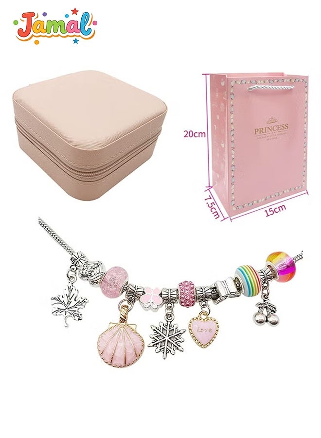 Jamal Bracelet Making Kit for Girls, 66pcs DIY Jewelry Craft Set with Charm Beads and Gift Box, Creative Art Present for Kids Ages 8-12, Adults (Pink) - Image 2
