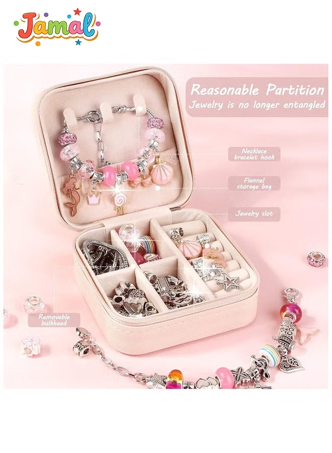Jamal Bracelet Making Kit for Girls, 66pcs DIY Jewelry Craft Set with Charm Beads and Gift Box, Creative Art Present for Kids Ages 8-12, Adults (Pink) - Image 3