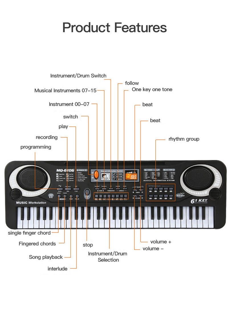 Sharpdo 61 Keys Multi-function Piano With Microphone Electronic Organ  - Image 3