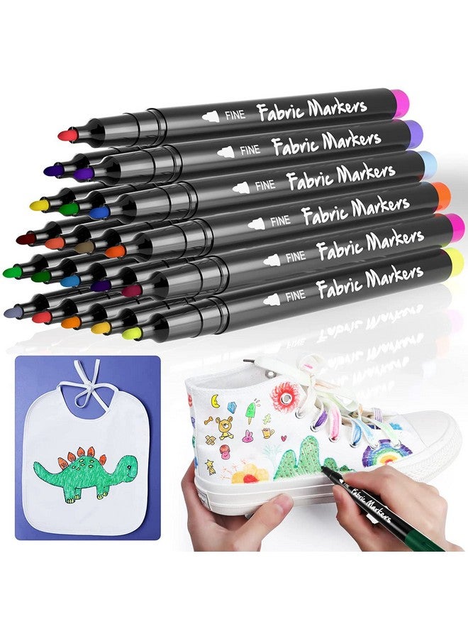 JR.WHITE Fabric Markers Permanent For Clothes Sneaker Shoes T Shirt Baby Onesies Bibs Bodysuit Pillow Canvas Tote Bags Graffiti Kids Adults Fabric Decorating Fine Point Pen Fabric Paint Pens Set Of 20 Colors - Image 2