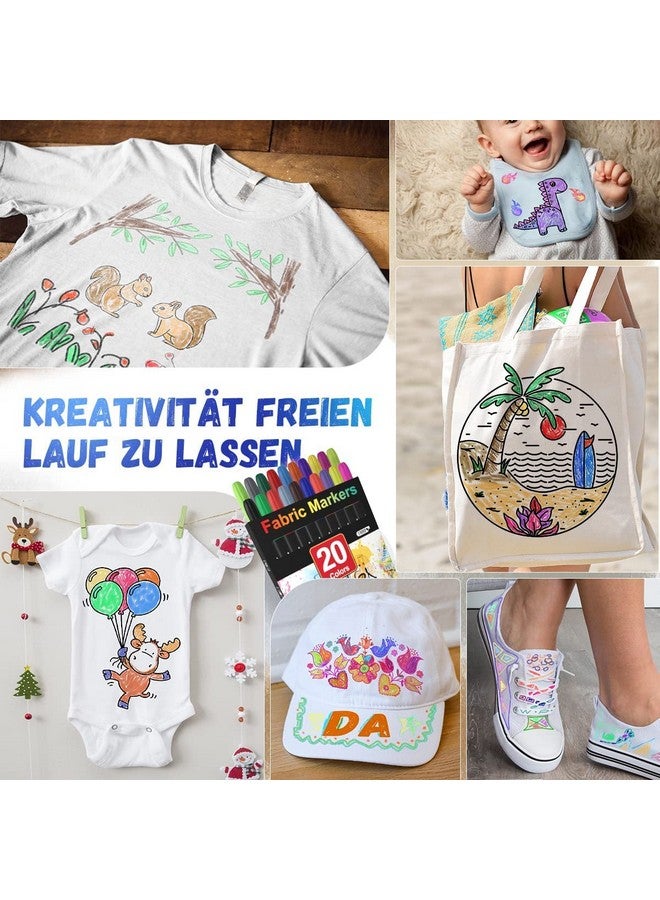 JR.WHITE Fabric Markers Permanent For Clothes Sneaker Shoes T Shirt Baby Onesies Bibs Bodysuit Pillow Canvas Tote Bags Graffiti Kids Adults Fabric Decorating Fine Point Pen Fabric Paint Pens Set Of 20 Colors - Image 5