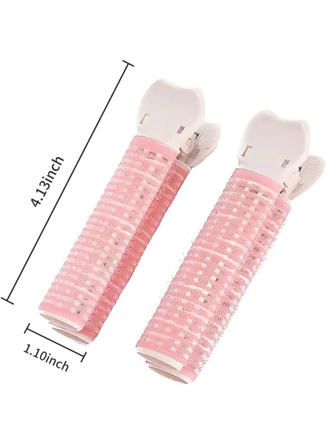 4Pcs Pink Hair Curling Rollers With Secure Fixing Clips, Lightweight Hair Root Lifting Bangs Curler Kit, Multipurpose DIY Hair Styling Tool Suitable For Home Daily Hair Arrangement - Image 2