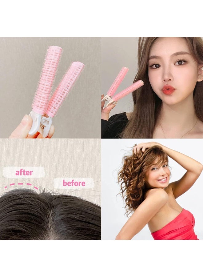 4Pcs Pink Hair Curling Rollers With Secure Fixing Clips, Lightweight Hair Root Lifting Bangs Curler Kit, Multipurpose DIY Hair Styling Tool Suitable For Home Daily Hair Arrangement - Image 5