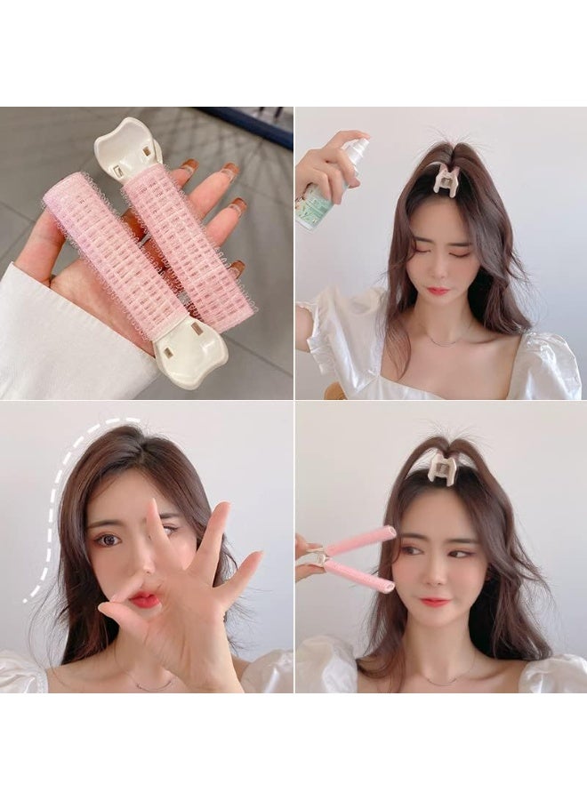 4Pcs Pink Hair Curling Rollers With Secure Fixing Clips, Lightweight Hair Root Lifting Bangs Curler Kit, Multipurpose DIY Hair Styling Tool Suitable For Home Daily Hair Arrangement - Image 4