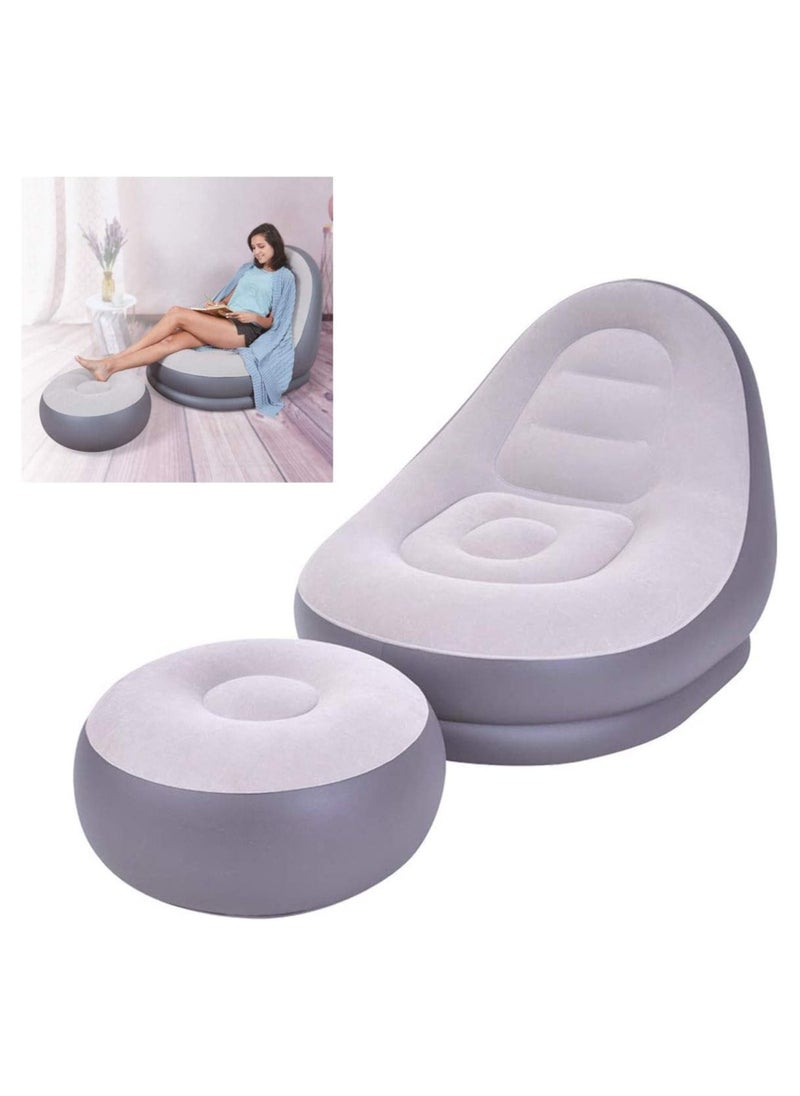 DubaiGallery Inflatable lounge chair with Extra foot mat, multi-function purpose with air pump 2-in-1 air nozzle design makes it inflate and deflate quickly  - Image 1