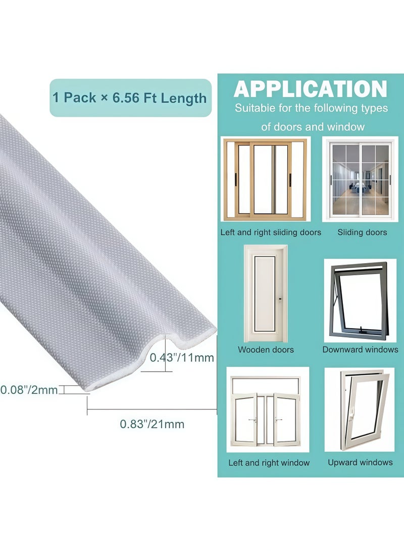 Self Adhesive Window Gap Sealing Strip, Windproof Window Seal Strip Window Weather Stripping Door Seal Strip, Window Draft Stopper Gap Filler for Sliding Doors, Windows, Wardrobes,Soundproof Pest-proof Windproof Dust Proof, SoundProof Winter Insulation, Door Seal Strip, Sliding window weatherproof strips(Grey 2M) - Image 2