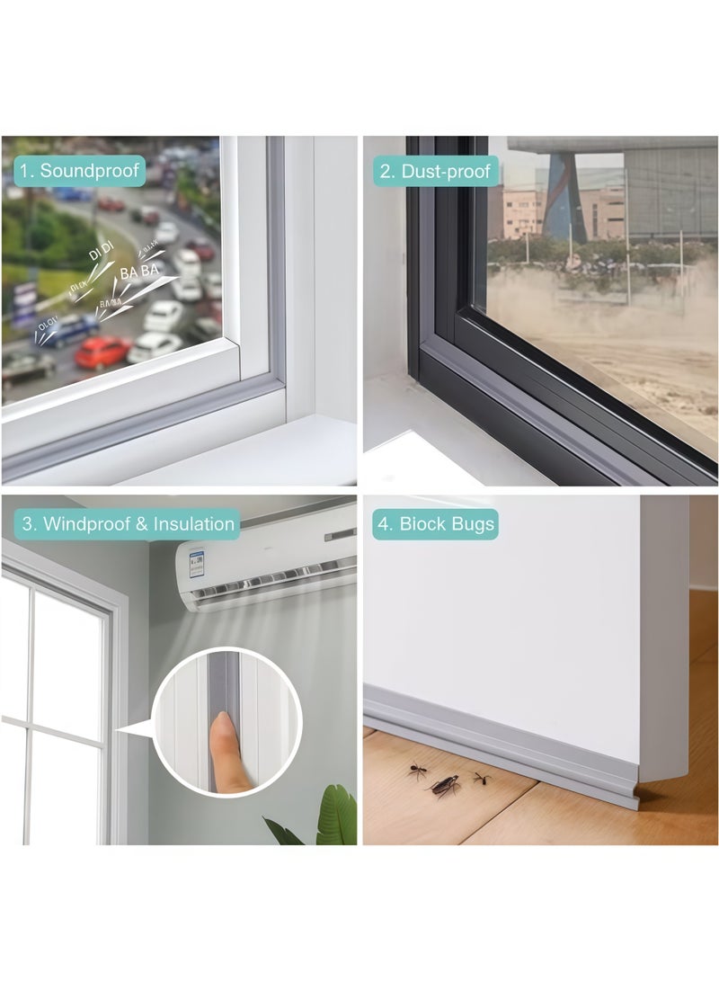 Self Adhesive Window Gap Sealing Strip, Windproof Window Seal Strip Window Weather Stripping Door Seal Strip, Window Draft Stopper Gap Filler for Sliding Doors, Windows, Wardrobes,Soundproof Pest-proof Windproof Dust Proof, SoundProof Winter Insulation, Door Seal Strip, Sliding window weatherproof strips(Grey 2M) - Image 5