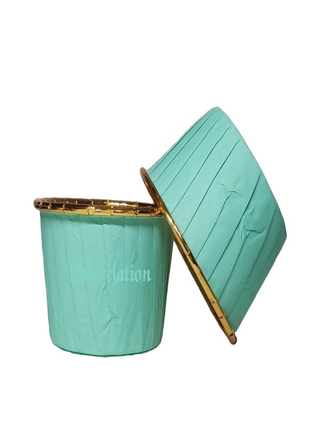 Bakerelation 100 Pcs Foil Paper Cake Baking Cups Cupcake Liners Muffin Liners Cupcake Holder Cupcake Baking Liners Cups Holder Disposable Mold (Green Golden Printed) - Image 3