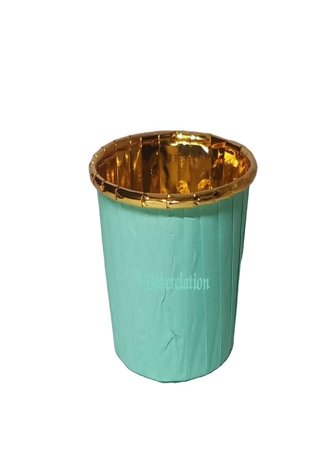 Bakerelation 100 Pcs Foil Paper Cake Baking Cups Cupcake Liners Muffin Liners Cupcake Holder Cupcake Baking Liners Cups Holder Disposable Mold (Green Golden Printed) - Image 4