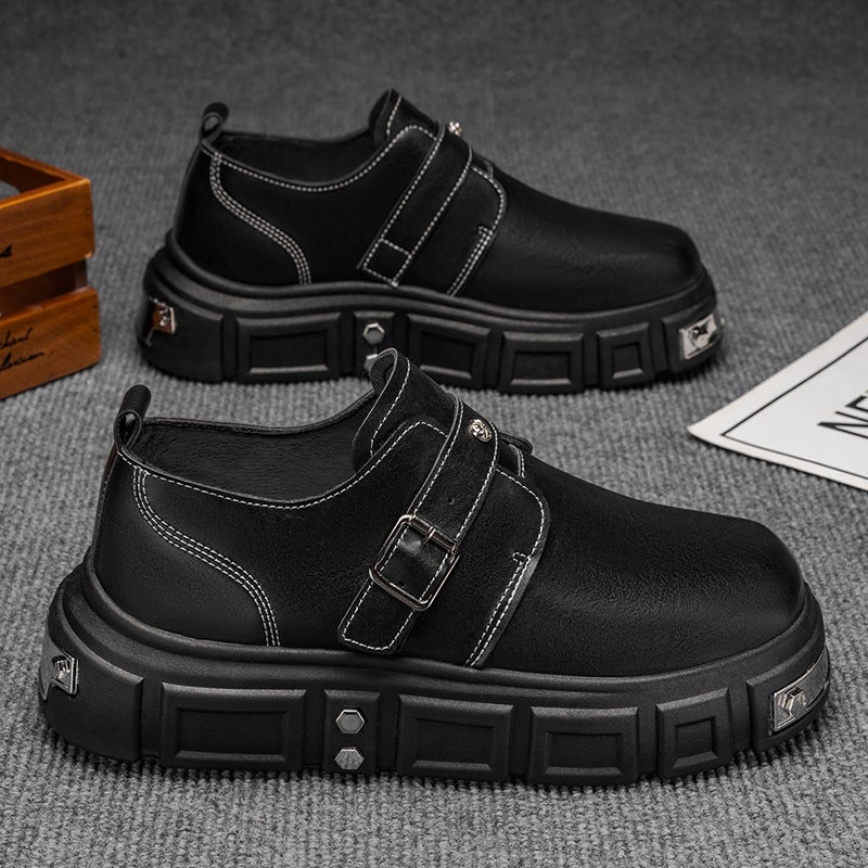 British Style Punk Large Leather Shoes For Men, Autumn Men'S Casual Derby Shoes, Men'S Thick-Soled Height-Increasing Shoes - Image 1