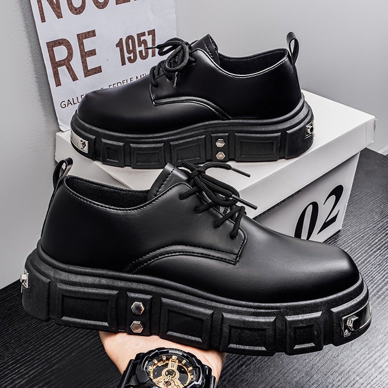 British Style Punk Large Leather Shoes For Men, Autumn Men'S Casual Derby Shoes, Men'S Thick-Soled Height-Increasing Shoes - Image 3