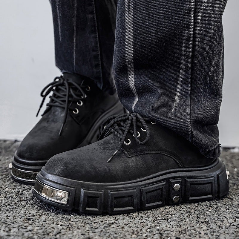 British Style Punk Large Leather Shoes For Men, Autumn Men'S Casual Derby Shoes, Men'S Thick-Soled Height-Increasing Shoes - Image 4