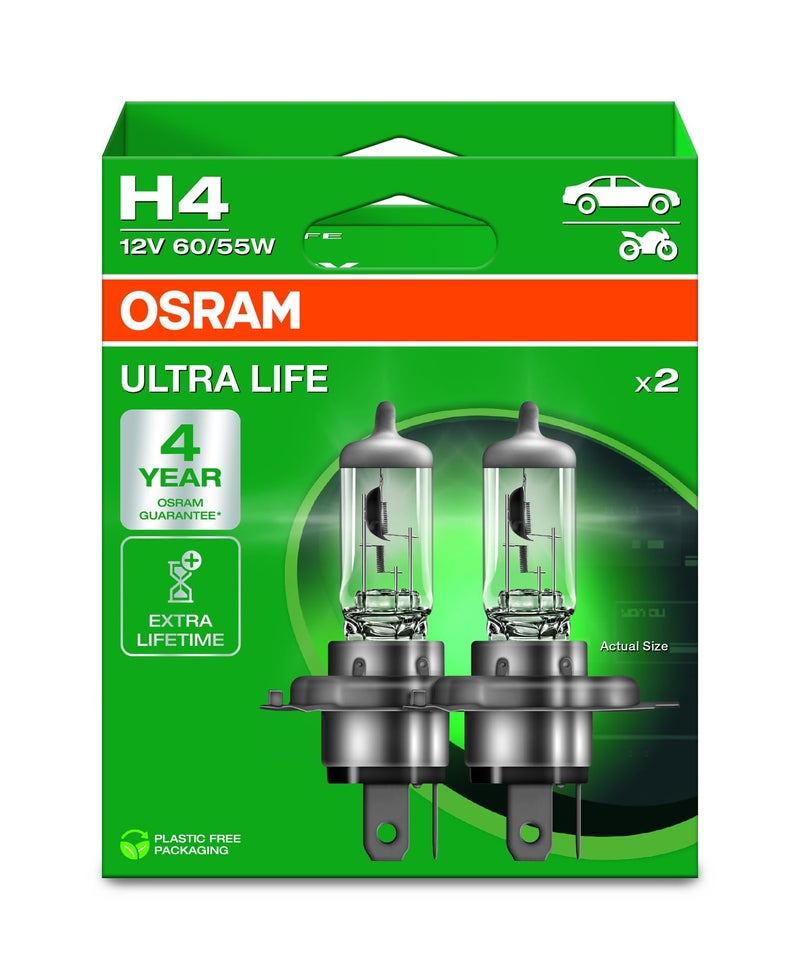 Osram ULTRA LIFE, H4, halogen headlight lamps, hanging folding box (2 lamps), white - Image 2