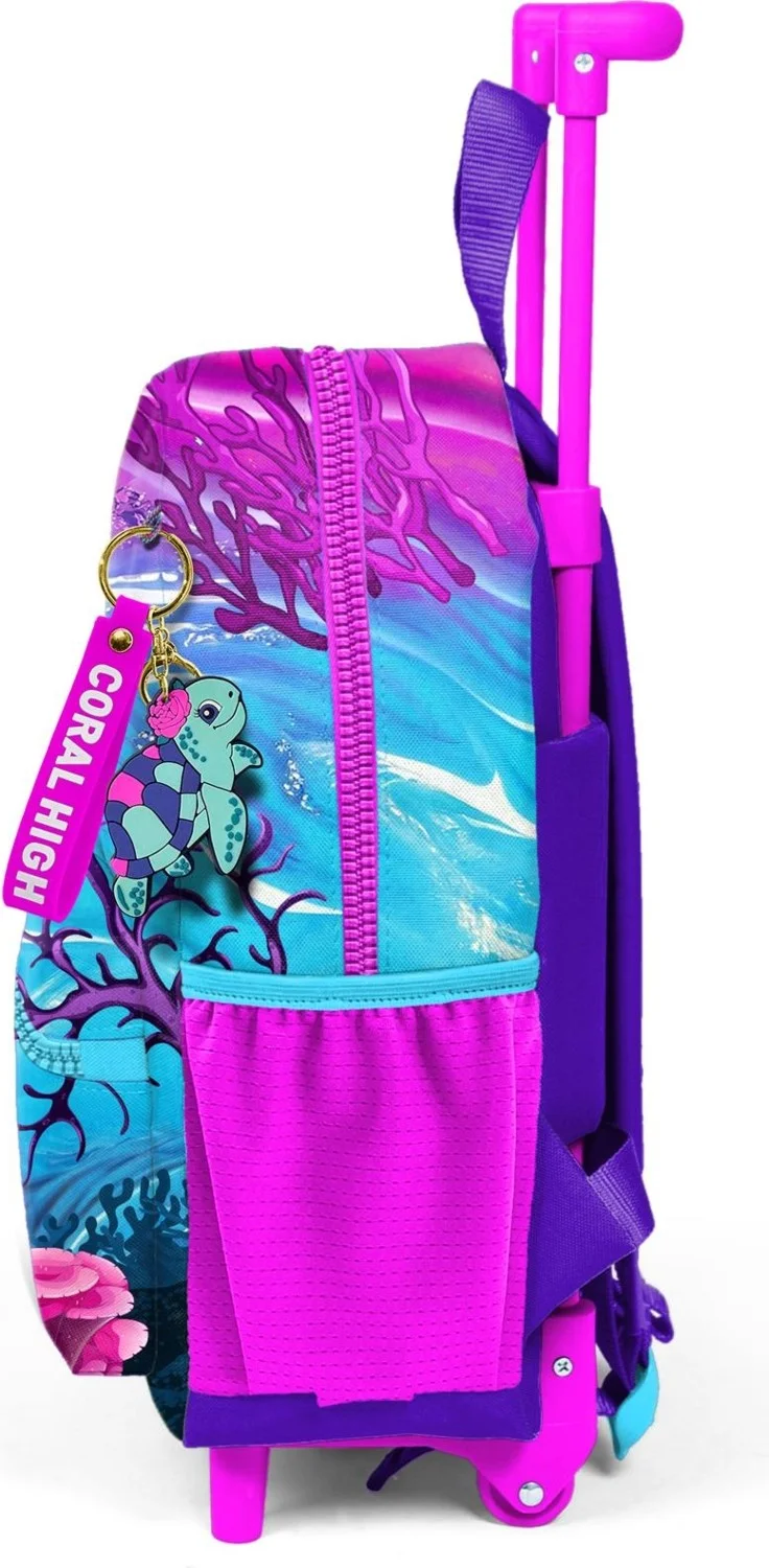 CORAL HIGH Mini Nest Squeegee Backpack Pink Purple Turtle Patterned Two Compartments 24056