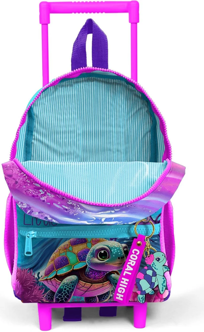 CORAL HIGH Mini Nest Squeegee Backpack Pink Purple Turtle Patterned Two Compartments 24056