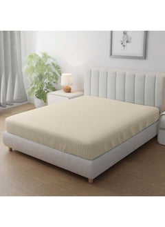 Hotel Linen Klub Hotel Linen Klub Stripe Microfiber  Beige Fitted Sheet  - Image 1