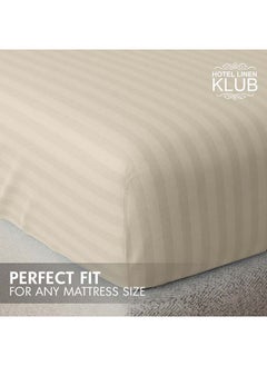 Hotel Linen Klub Hotel Linen Klub Stripe Microfiber  Beige Fitted Sheet  - Image 3