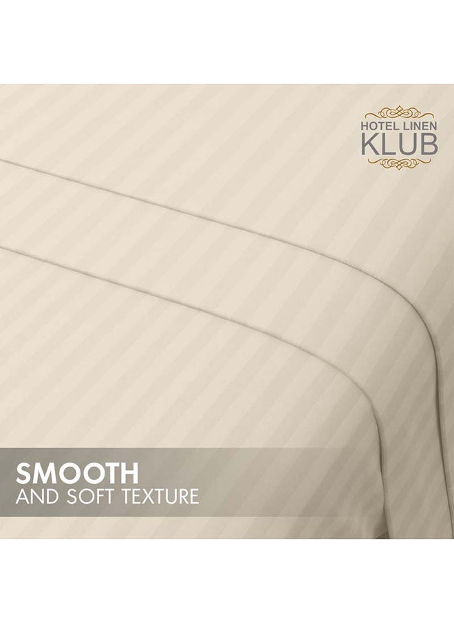 Hotel Linen Klub Hotel Linen Klub Stripe Microfiber  Beige Fitted Sheet  - Image 5
