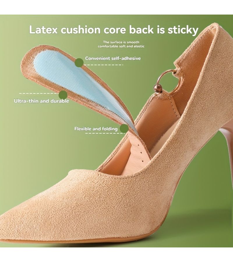 2 Pcs Black Tip Leather Women Latex Insoles Breathable Sweat Absorbent High Heel Inserts Comfortable Shock Absorption Height Added Work Shoes Size Eur35 36 - Image 5