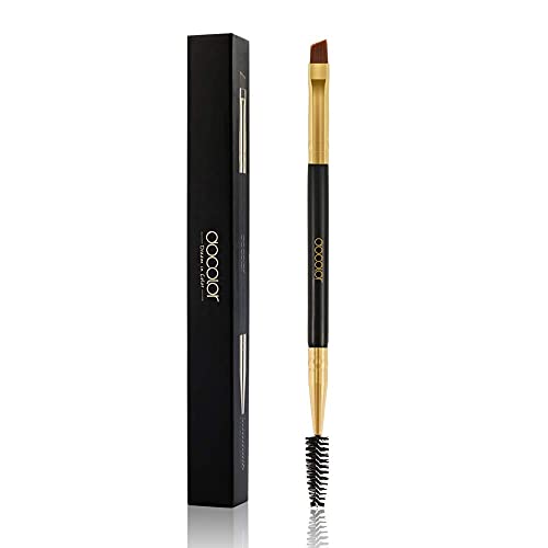 Docolor Eyebrow Brush Duo Professional Angled Eye Brow Brush and Spoolie Brushes Perfect for Lining and Shaping Brows Spoolie for Brows or Lashes Black