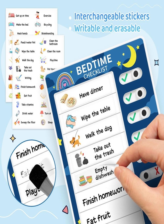 Tsytyst Chore Chart for Kids: Dry Erase Visual Schedule, Magnetic Bedtime/Morning Routine Chart - Toddler Chore Board, Checklist, To Do List for Kids (1 morning checklist, 1 bedtime checklist) - Image 2