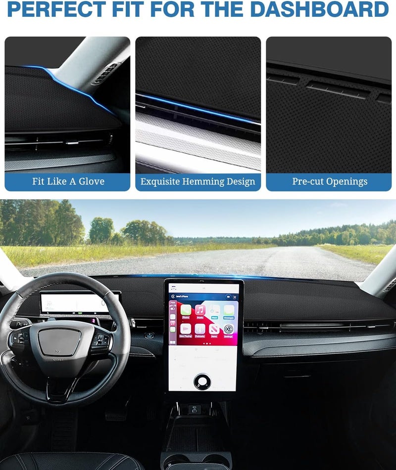 FIILINES Dash Cover for Ford Mustang Mach-E 2021-2024 - Nonslip Mesh Protector - Image 4