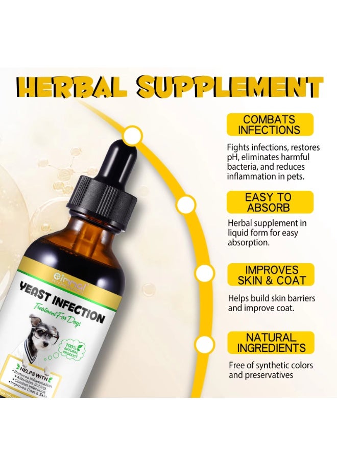 Oimmal علاج عدوى الخميرة للكلاب 60 مل، يساعد في تخفيف الحكة وعلاج العدوى وتحسين الفرو والجلد، خميرة لتخفيف حكة جلد الكلب، تخفيف الحساسية، تهدئة الأقدام والحكة في العيون والأذنين والجلد - Image 5