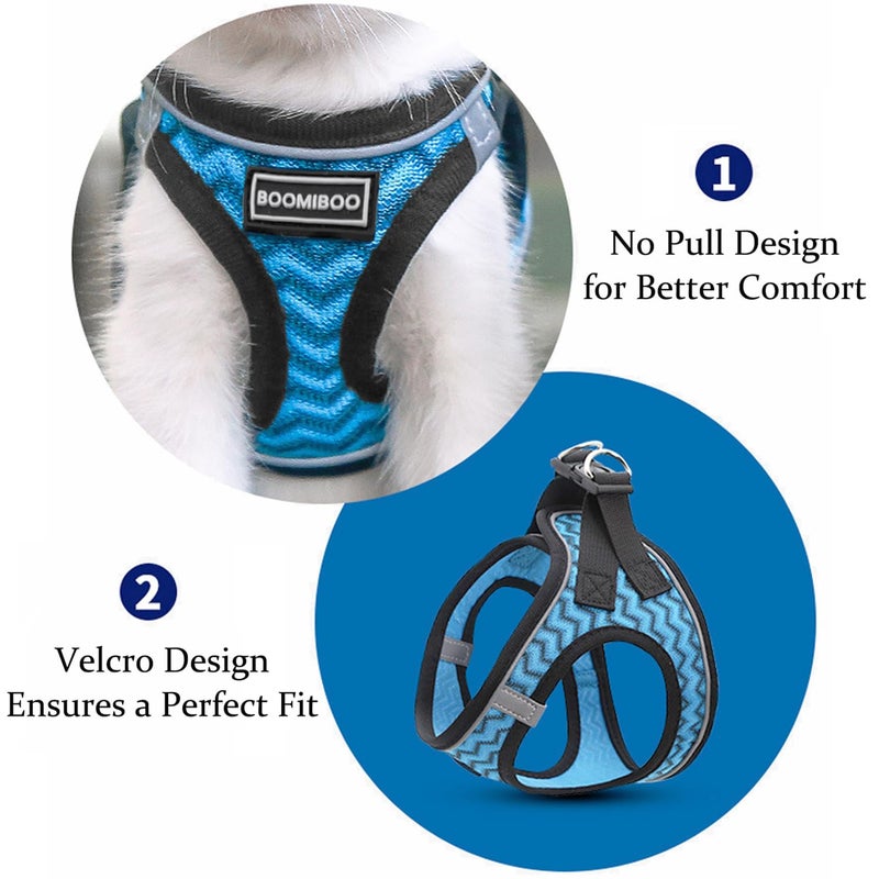 BOOMIBOO Dog Harness with Leash Set, No Pull Adjustable Reflective Step-in Puppy Pet Vest Harnesses for Small Medium Large Dogs and Cats,Rose Red XS - Image 3