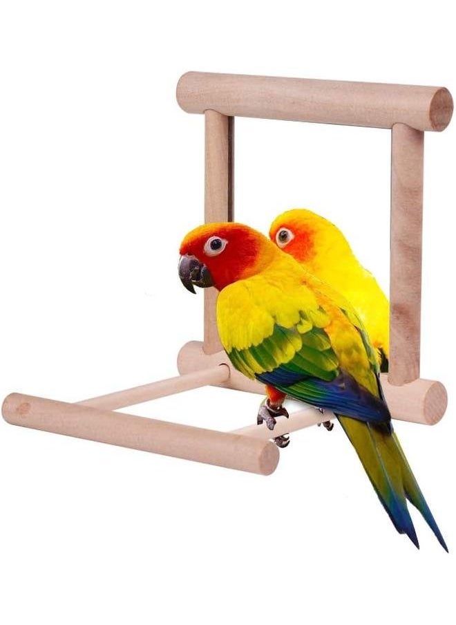 yongsheng 2pcs Bird Toy for Parrot Parakeets Conures Cockatiels Cage Swing Wooden Fun Play Toy for Birds (Mirror)  - Image 2