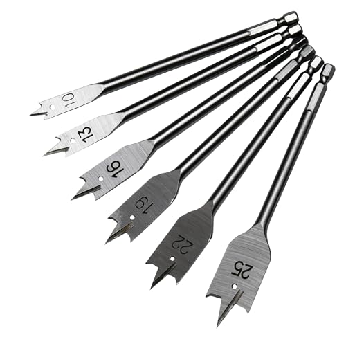 Harden 6Pcs Flat Wood Spade Drill Bit Set for Drilling Hole in Wood - 613066 - Image 1