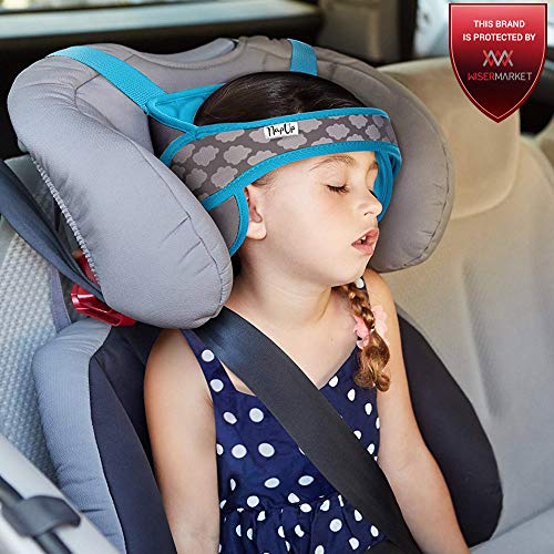 NAPUP Kids Head Holder for Car Seat – Adjustable Polyester Carseat Head Support for Toddler (Light Blue) - Image 2