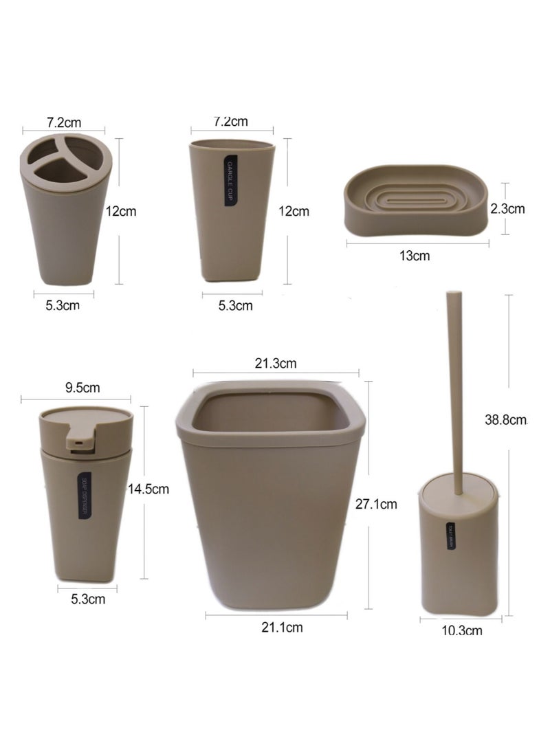 6-Piece Bathroom Accessories Set Beige  - Image 2