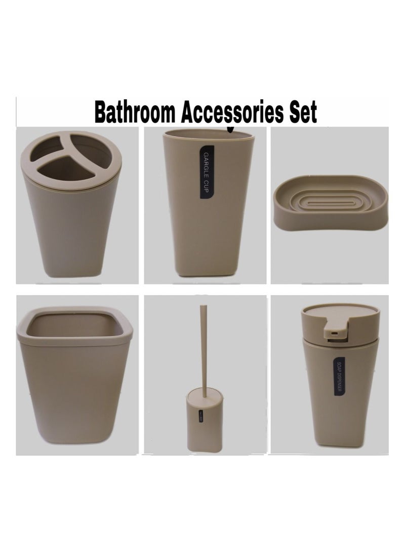 6-Piece Bathroom Accessories Set Beige  - Image 3
