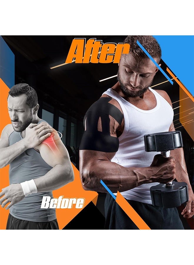 5PCS Kinesiology Tape for Shoulder Pain Relief Pre Cut Sports Waterproof Breathable Enhance Elastic Kinesiology Athletic Tape for Shoulder Support and Muscle Baseball Sports(Black) - Image 4
