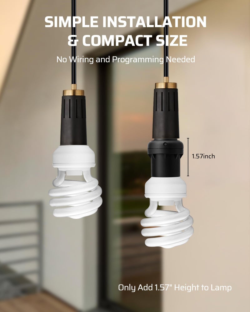 DEWENWILS Light Sensor Socket, Dusk to Dawn Sensor Socket, Light Bulb Socket for Light Fixtures, Compatible with Incandescent/CFL/LED/Halogen Bulbs, 4 Pack, ETL Listed - Image 4