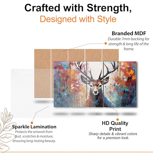 The Castle Decor Beautiful Deer Wall Painting for Living Room Big Size - Deer Wall Painting for Bedroom, Office, Drawing Room, Hotel - Elegant Wall Decor Art for Home Decoration, Gifting (27x48 inch) - Image 4