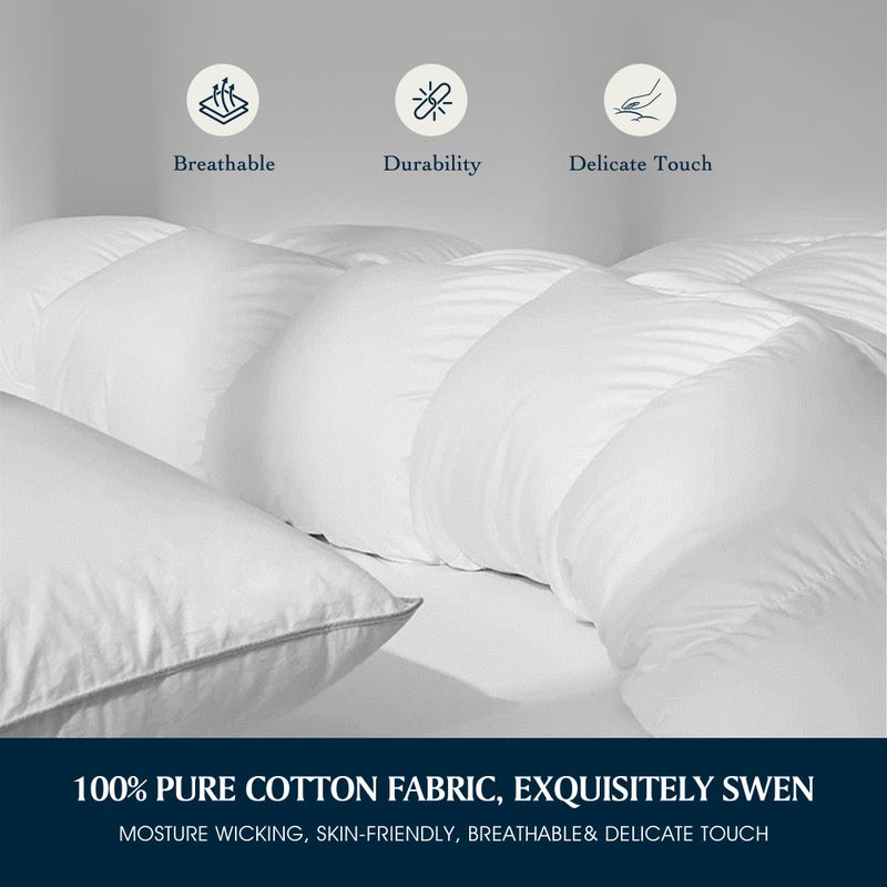Serta Goose Feather Down Fiber Cotton Comforter Twin Size - 100% Cotton Duvet Insert - Hotel Luxury Hypoallergenic Bedding Comforter All Season Medium Warmth 68 x 90 Inch White - Image 2