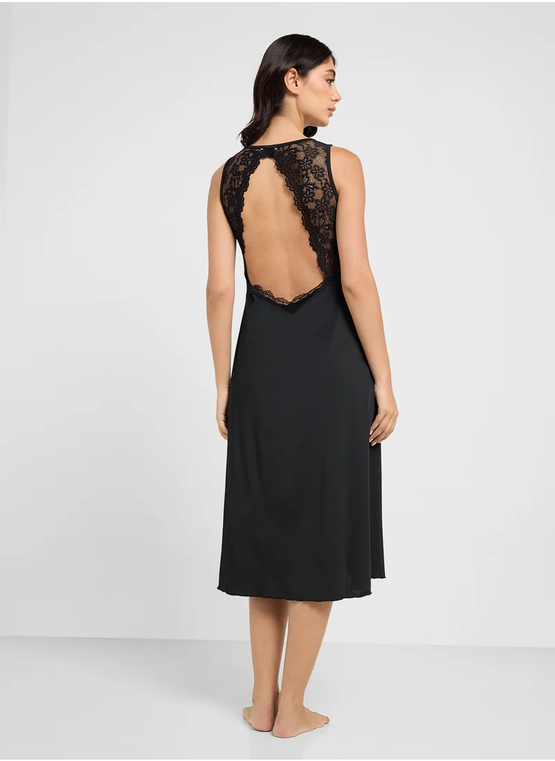 ELLA Night Dress With Back Cut Out Detail