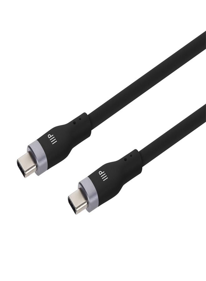 Monoprice USB 2.0 USB-C to USB-C Silicone Cable 6ft Black - Image 1