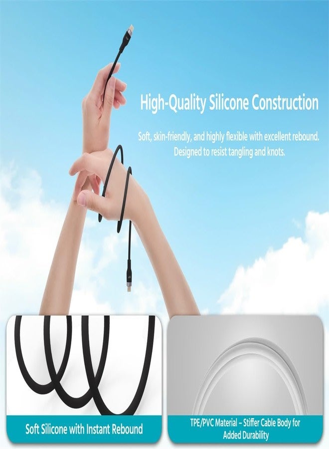 Monoprice USB 2.0 USB-C to USB-C Silicone Cable 6ft Black - Image 4