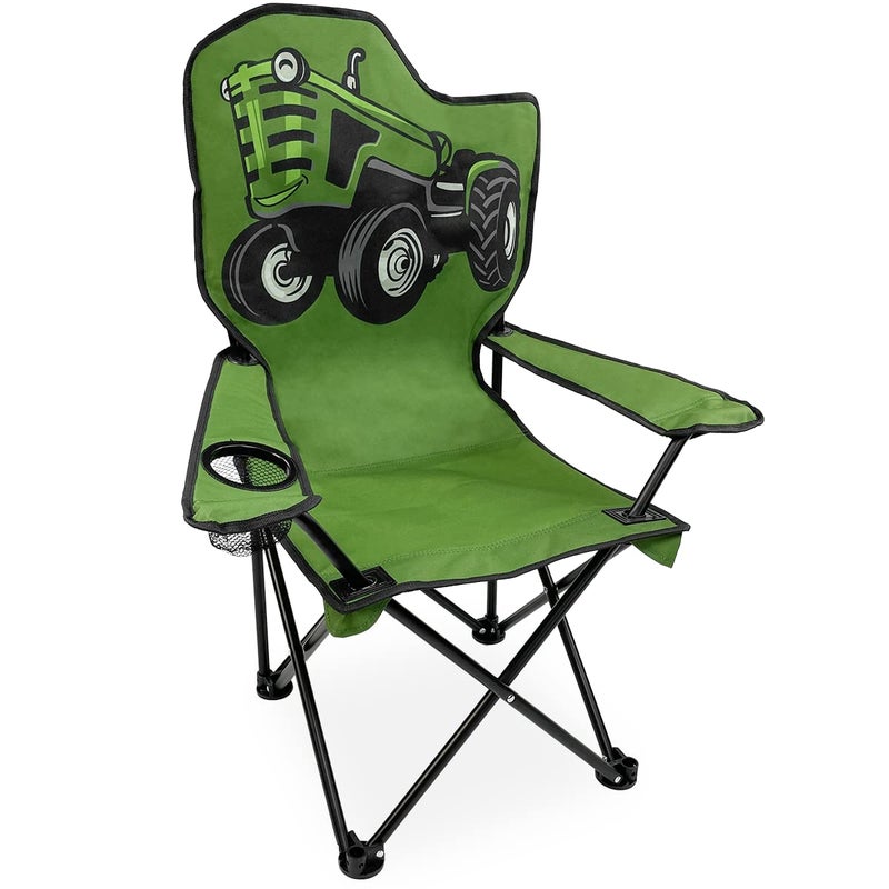 Black Sierra FoldingLawn Chair for Camping Beach Backyard Sporting Events for Kids Ages 310 Comes with Cup Holder and Carry Bag PortableChair for Travel Supports 150 Lbs