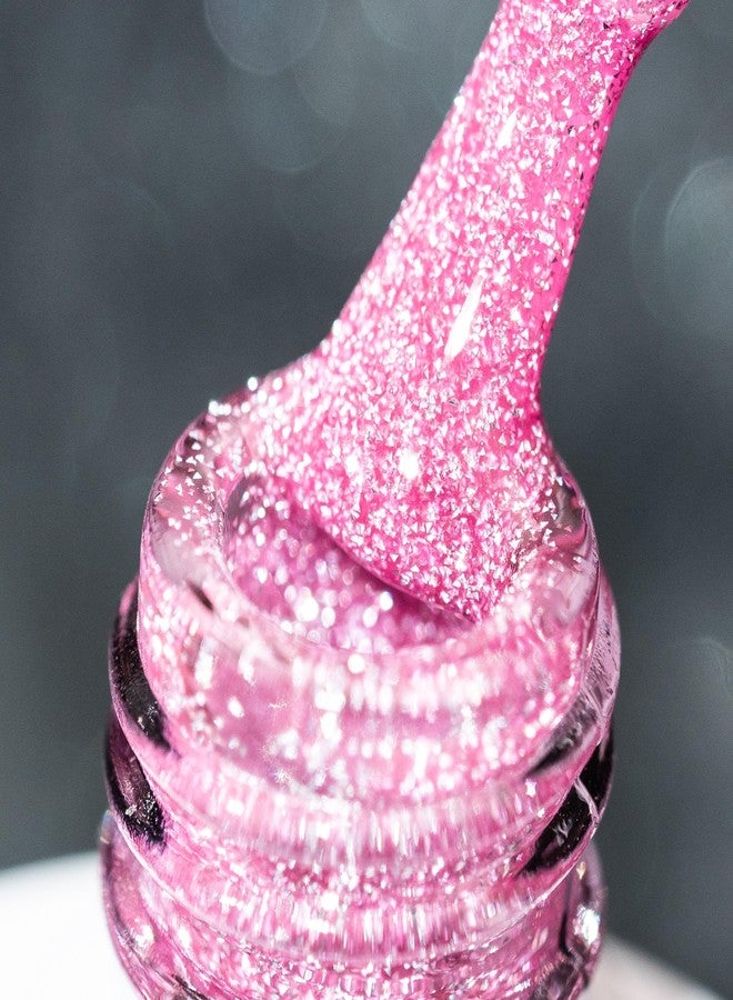 BURANO Pink Reflective Glitter Gel Nail Polish, UV LED 7.3ml Sparkle Nail Polish Holographic Glitter Gel Curing Need for DIY Home S21 - Image 1