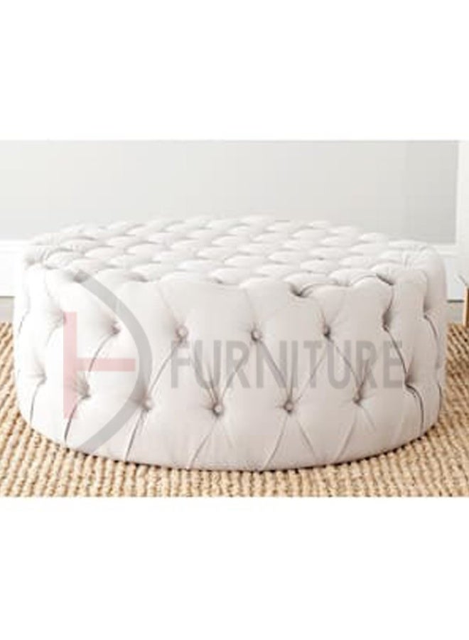 DIVINE FURNITURE Stylish Fully Tufted Round Ottoman Stool  - Image 1