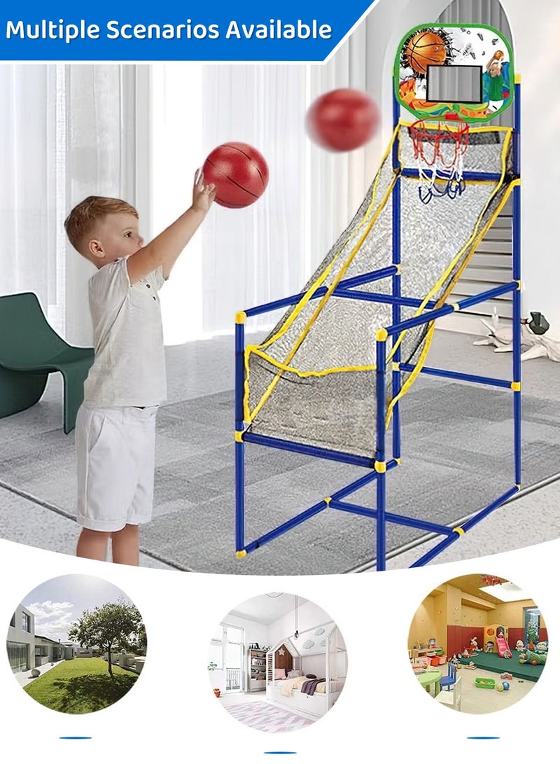 Moovant Basketball Game Set, with 1.25m Hoop, 2 Balls and 1 Air Pump, Basketball Game Training System for Children, Indoor Outdoor Arcade Sports Toys for Parent-Child Interaction, 35*68*125 cm  - Image 2