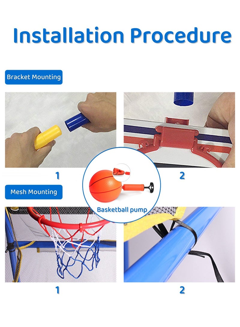 Moovant Basketball Game Set, with 1.25m Hoop, 2 Balls and 1 Air Pump, Basketball Game Training System for Children, Indoor Outdoor Arcade Sports Toys for Parent-Child Interaction, 35*68*125 cm  - Image 5